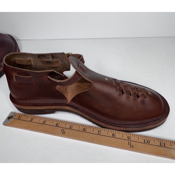 Zora of St.Thomas Handmade Brown Leather Fisherman Sandals Vibram Sole Mens 9 main image 4